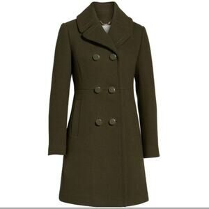 Kate Spade New York green wool twill double-breasted coat size Xs